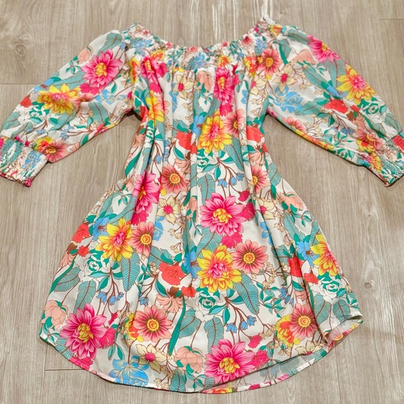 Gorgeous Umgee floral & cream dress on or off shoulder loose cruise brunch new - Picture 4 of 5